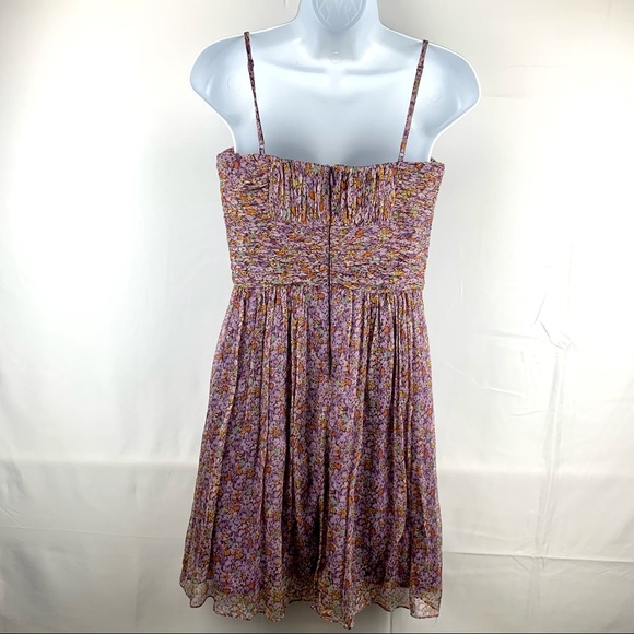 Decode 1.8 Lavendar Floral Print Spaghetti Strap 100% Silk Dress - Picture 2 of 15